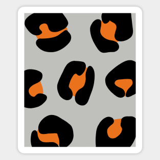 Large, Orange and Black, Leopard Spots Pack on Grey Magnet